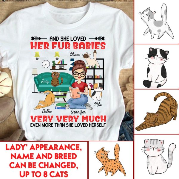 Gift for Mother She Loves Her Fur Babies Cat Personalized Shirt, Personalized Gift for Cat Lovers, Cat Mom, Cat Dad - TS086PS01 Fashion